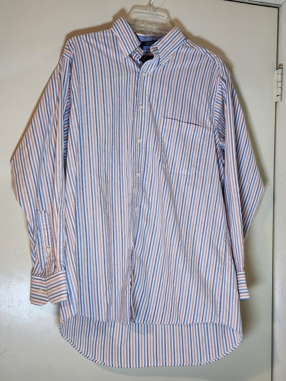 Chaps Men's Preppy Button-Down Stripe Shirt — Blue & Pink Stripes